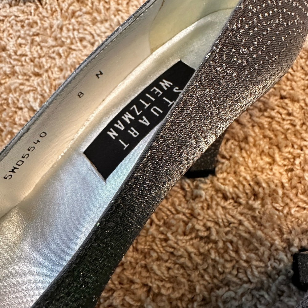 NWT- Stuart Weitzman Glittering Silver Heels - Picture 8 of 15